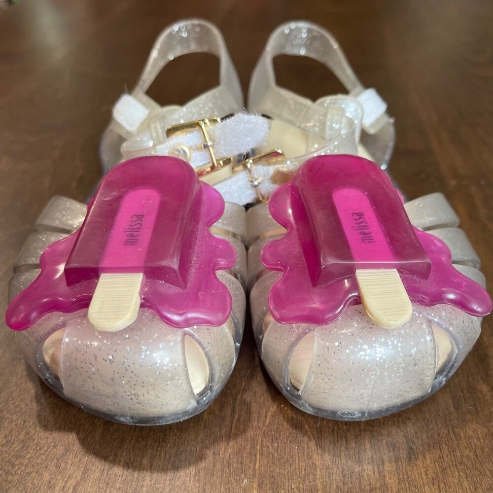 Mini Melissa Aranha VIII Popsicle Sandals Toddler Girls Size 10 Glitter Jelly - Picture 9 of 10
